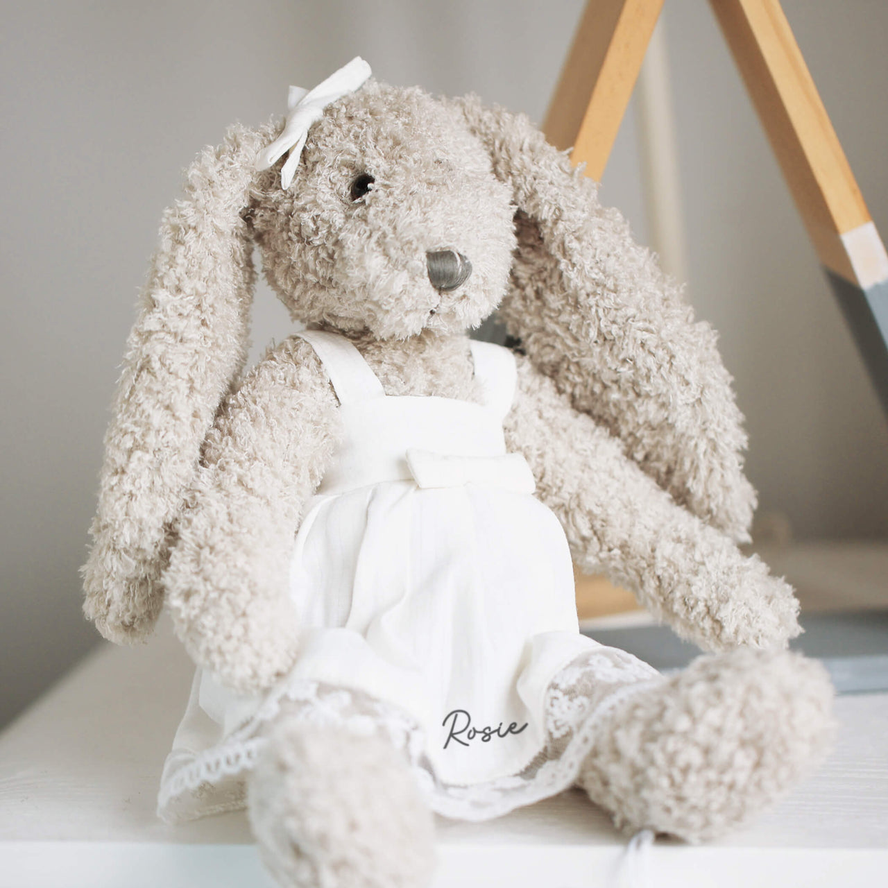 White Lace Bunny Soft Toy For Baby And Toddler