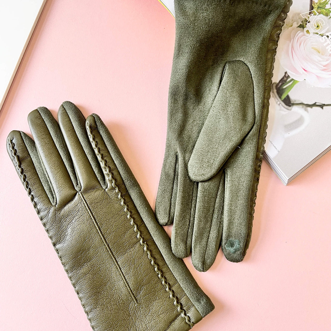 Elegant Stitch Detail Vegan Leather Gloves