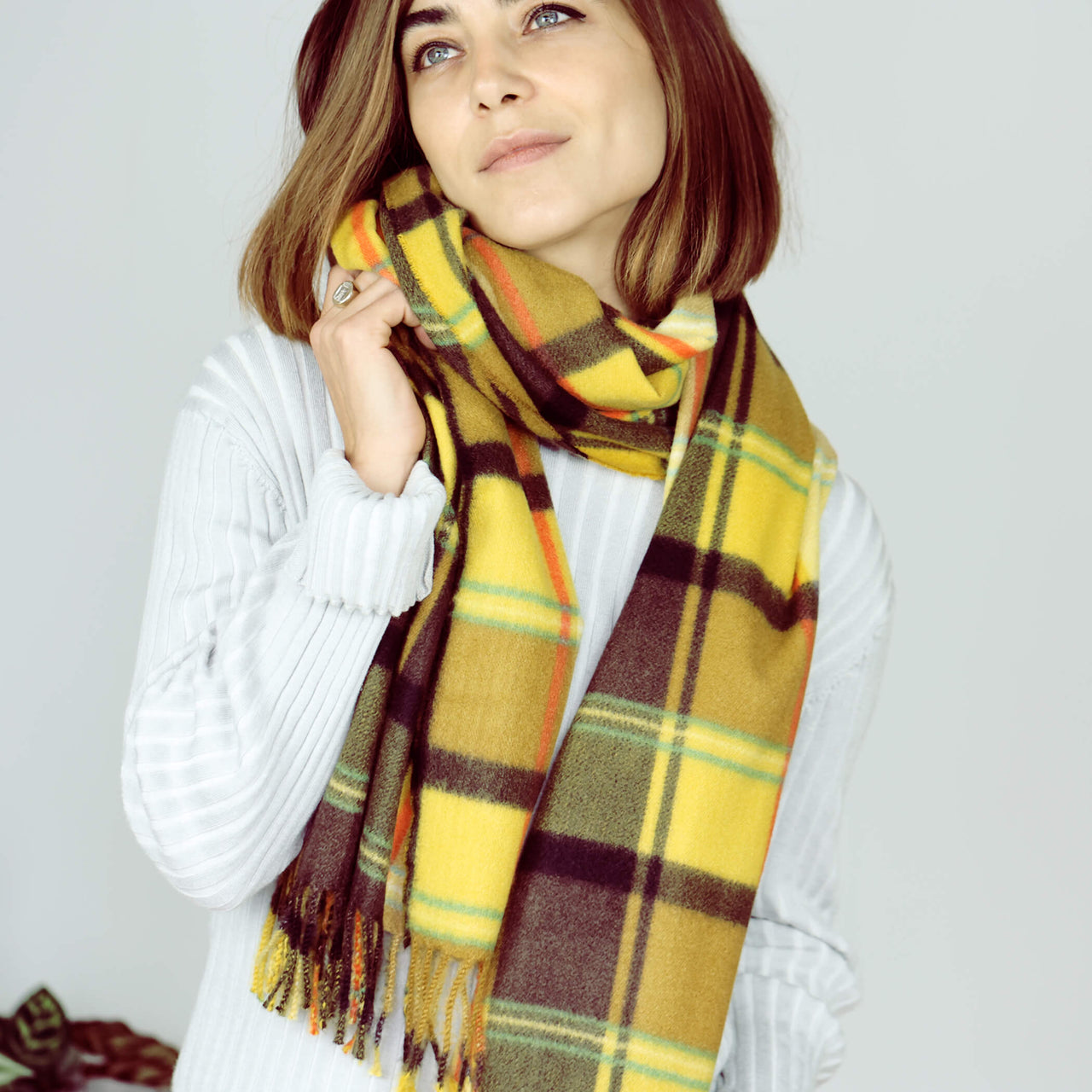 Personalised Check Hand Twist Fringe Scarf