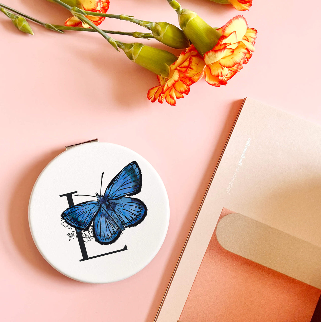 British Butterflies White Compact Mirror Gift