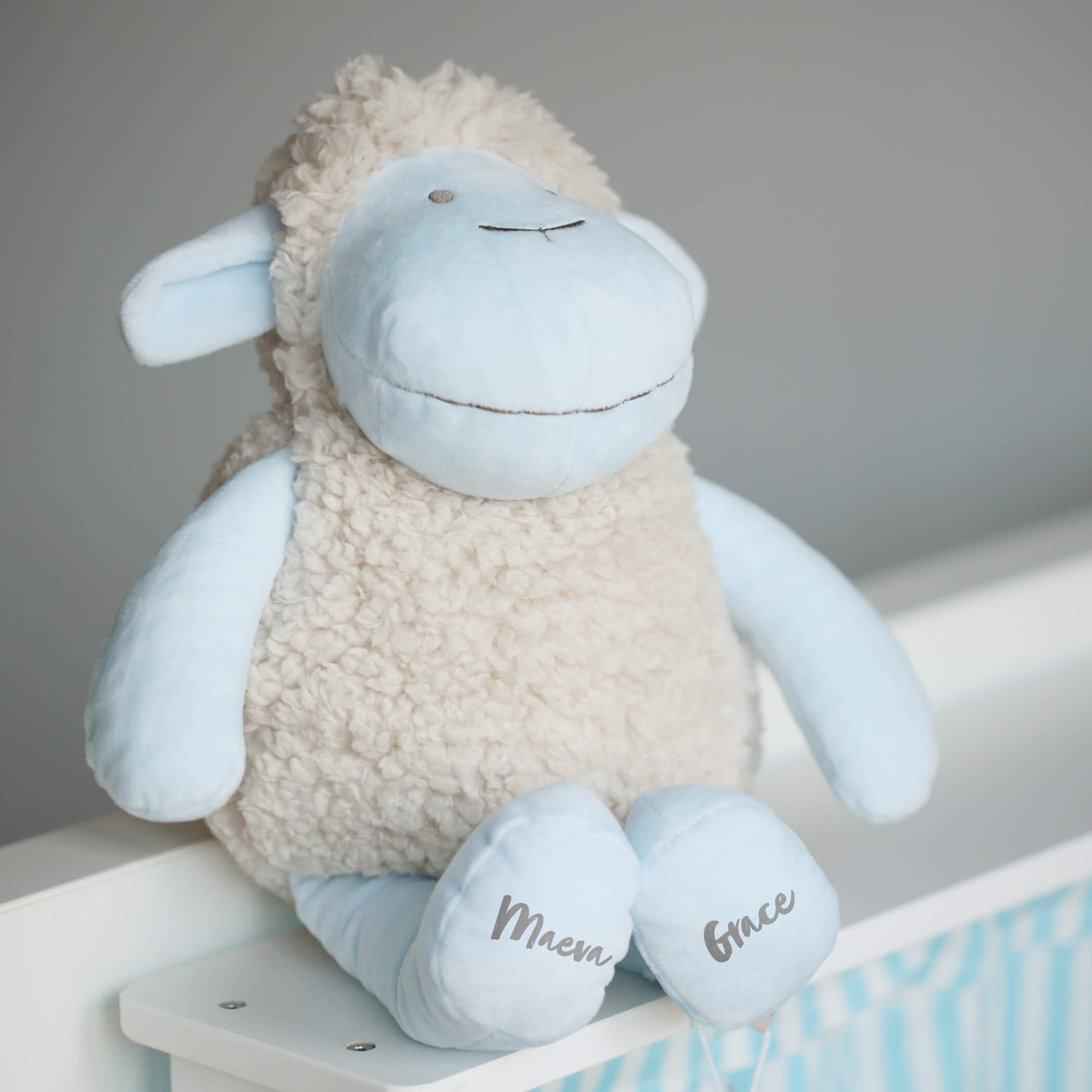 Blue Curly Sheep Plush Toy For Baby And Toddler