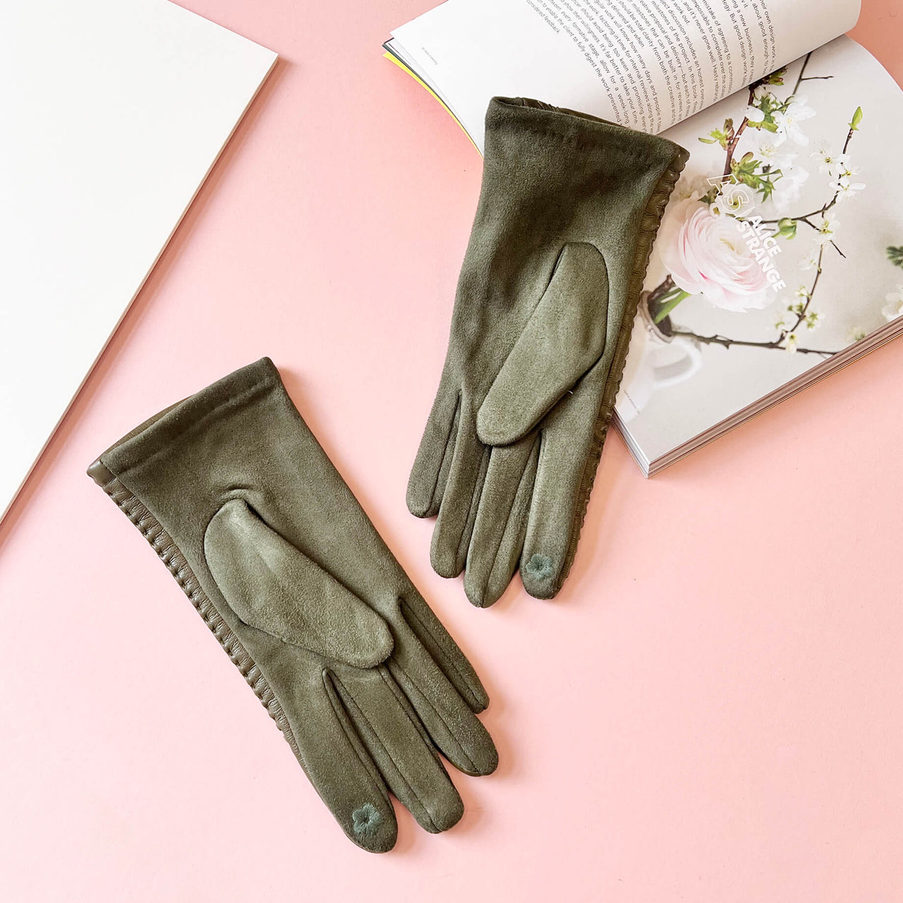 Elegant Stitch Detail Vegan Leather Gloves