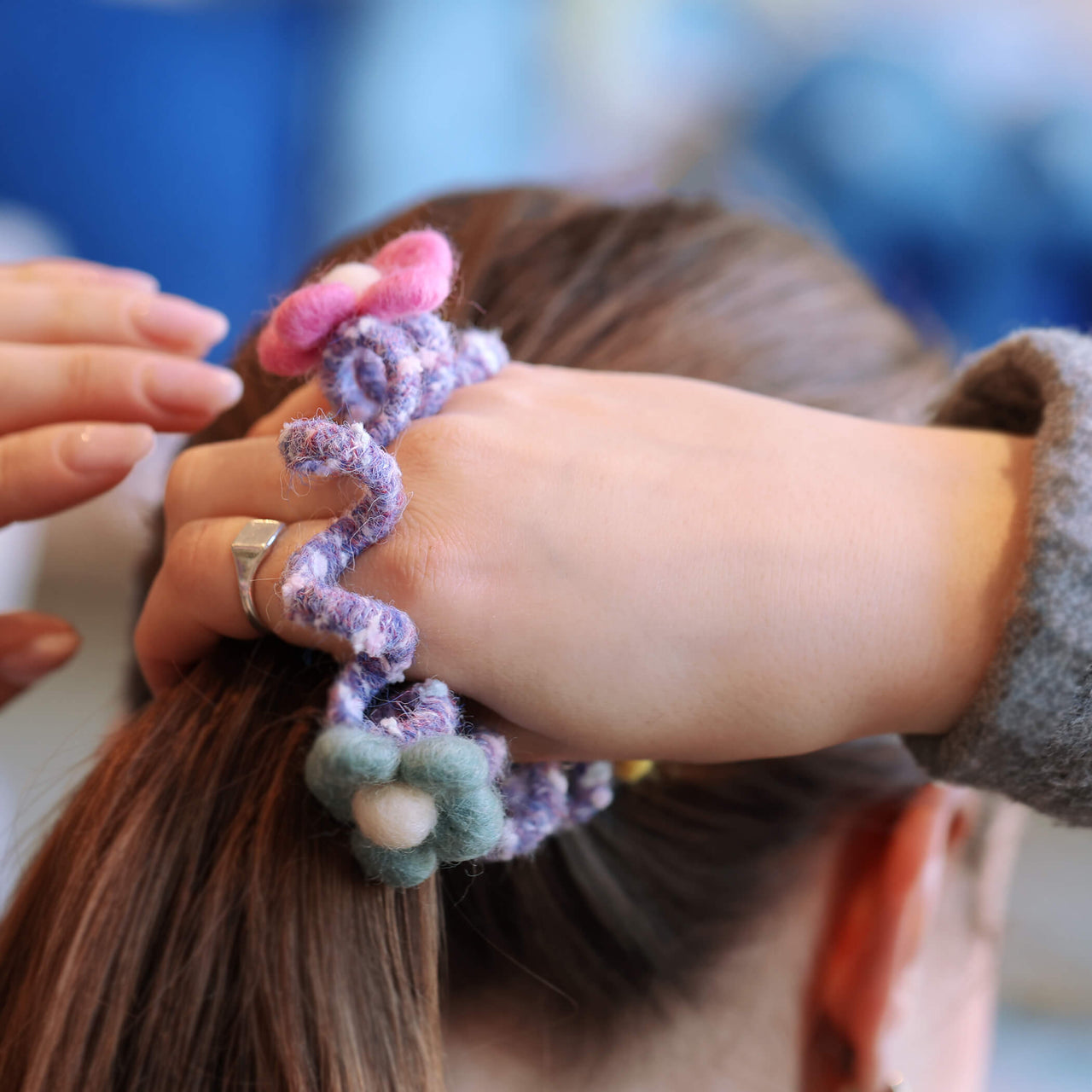 Adorable Hand Felted Wool Flower Hair Ties