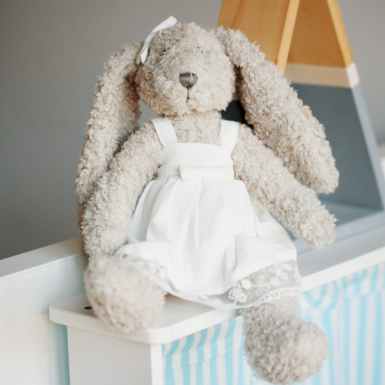 White Lace Bunny Soft Toy For Baby And Toddler