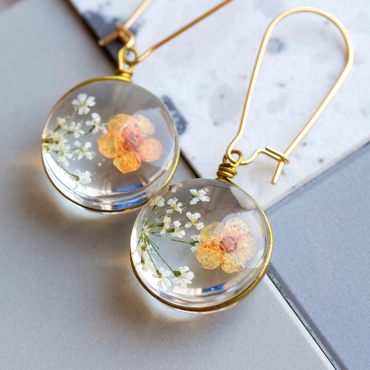 Eternal Pressed Flowers Encapsulated Earrings