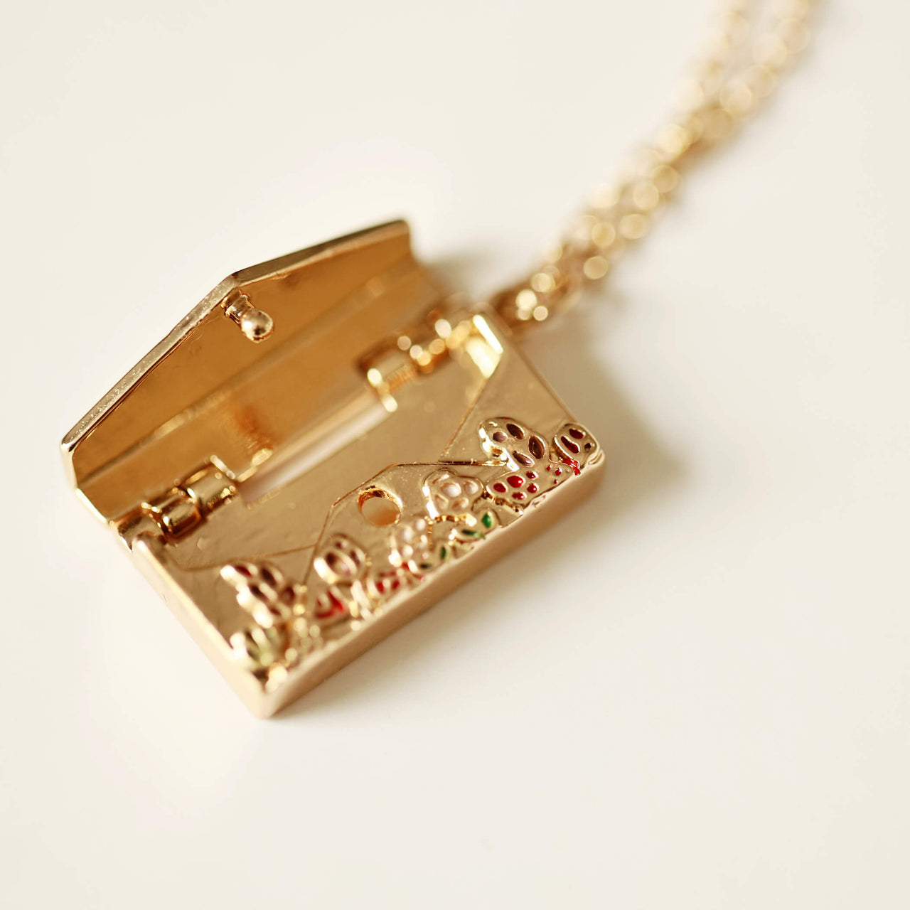 Hand Drawn Wildflower Envelope Pendant Necklace