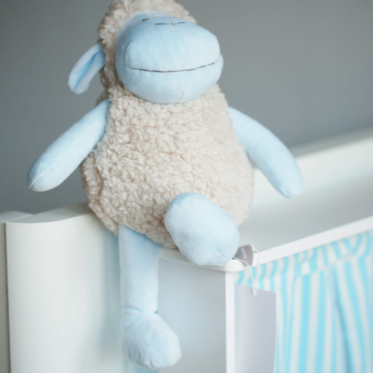 Blue Curly Sheep Plush Toy For Baby And Toddler