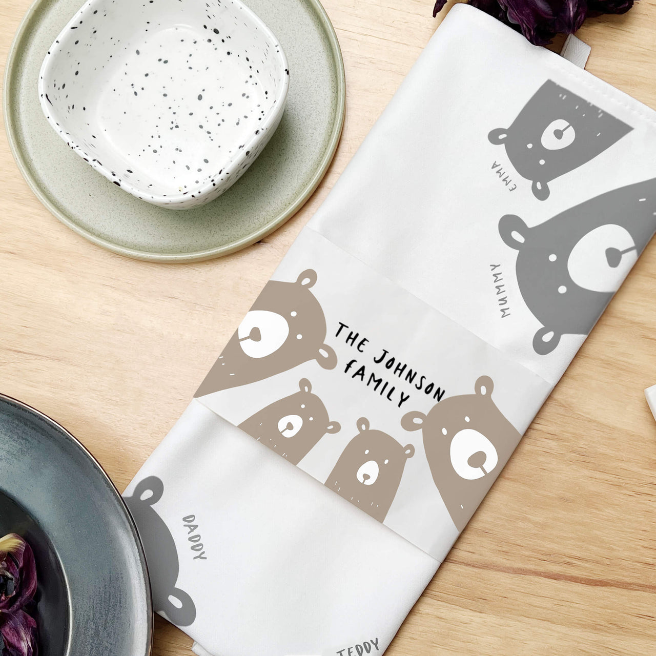 'Our Bear Family' Cotton Tea Towel