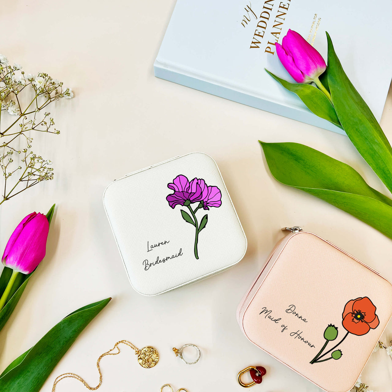 Birth Flower Travel Sized Jewellery Organiser