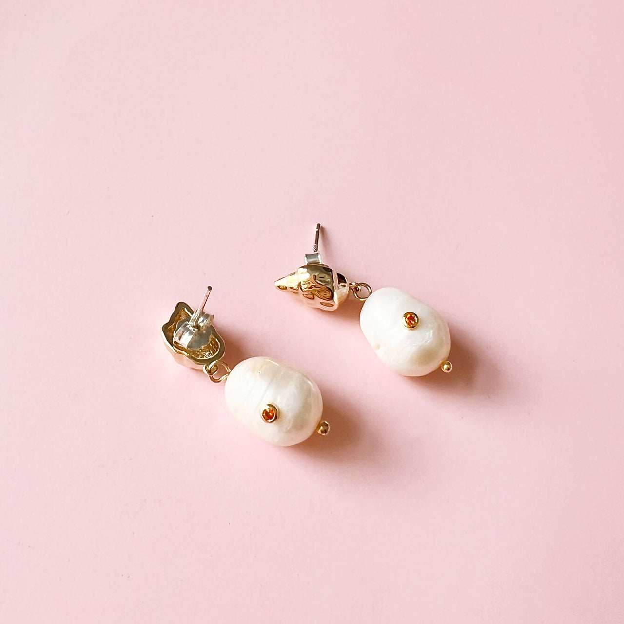 Seashell and Freshwater Pearl Drop Earrings