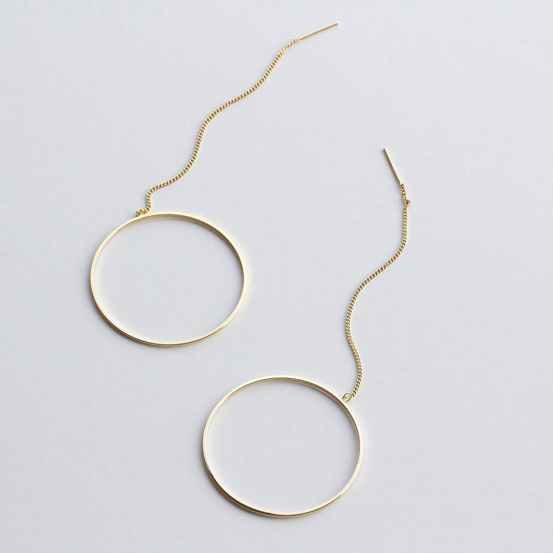 Circle Hoop Long Chain Drop Earrings