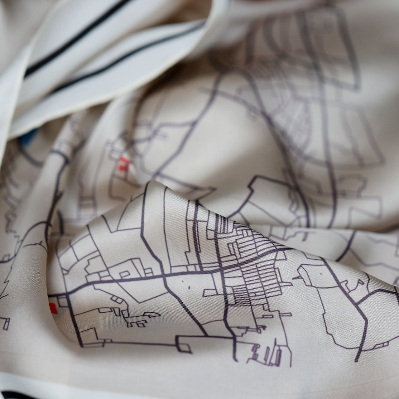 Your Location Map Monochrome Colour Pop Square Silky Scarf