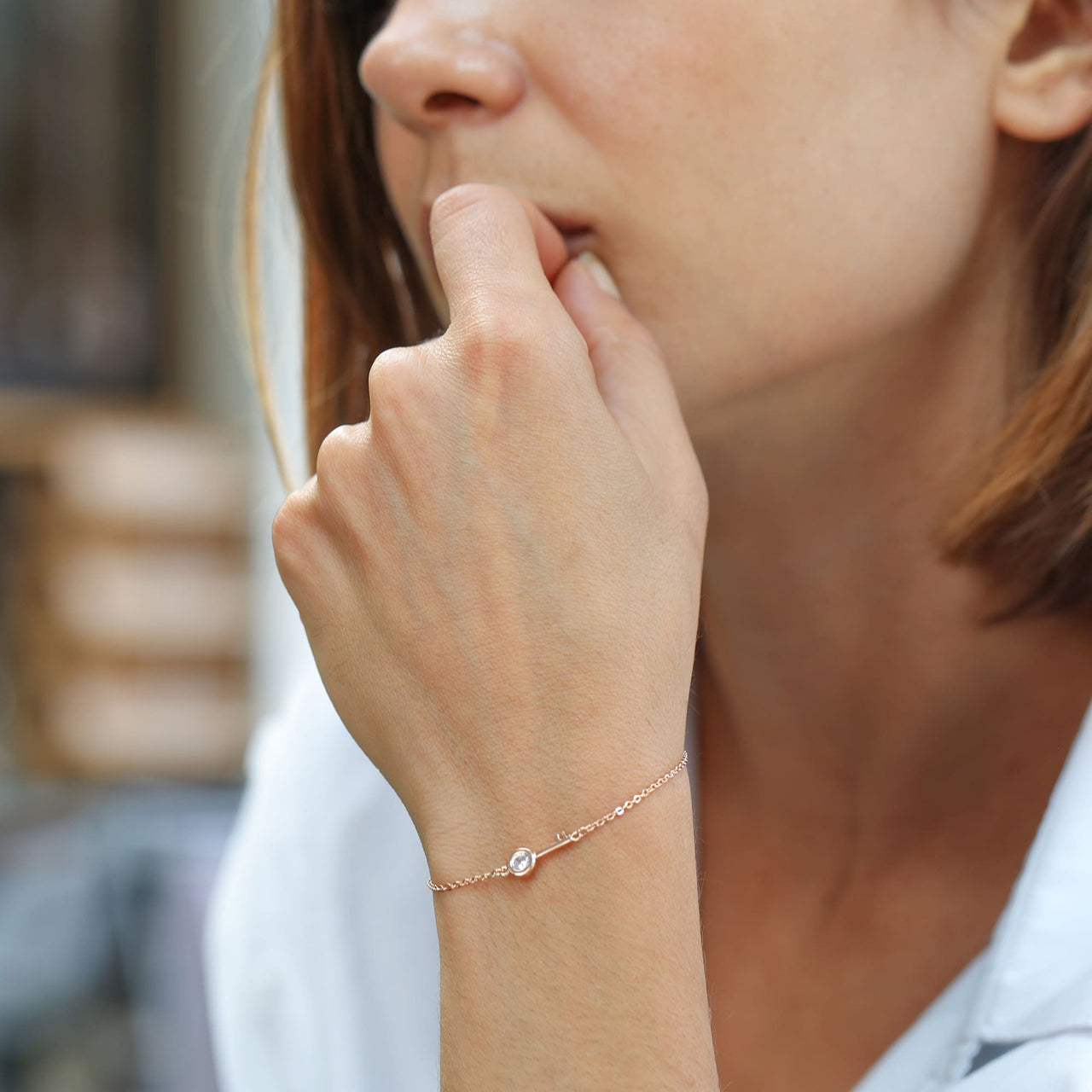 Give Confidence 'Confidence Is Key' Rose Gold Cubic Zirconia Bracelet