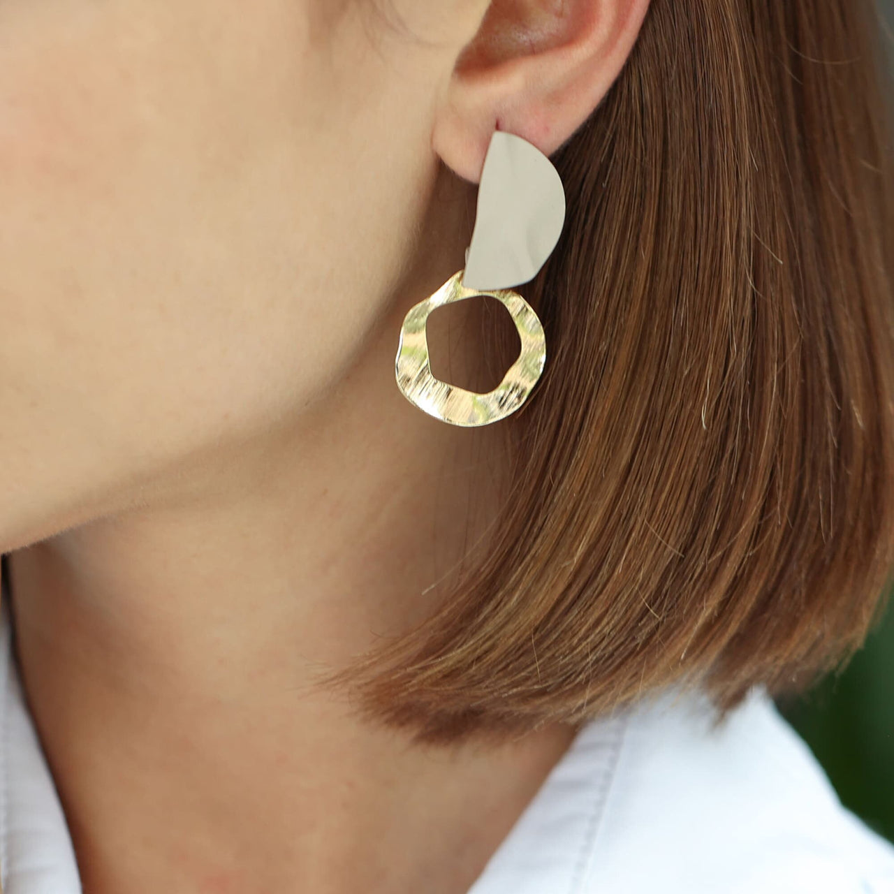 Taupe Half Moon Earrings