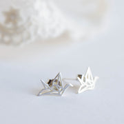 Sterling Silver Origami Crane Earrings In A Gift Box