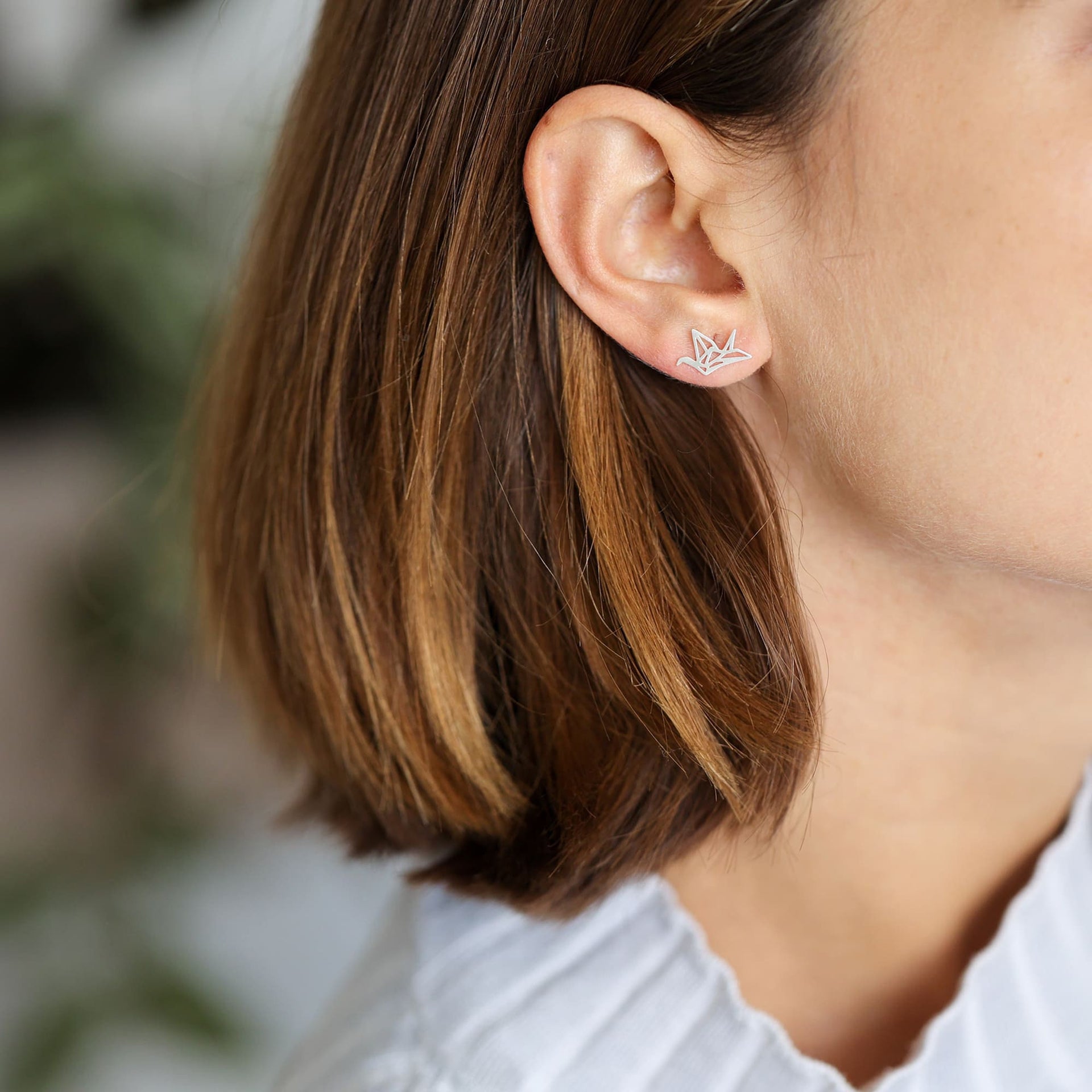 Sterling Silver Origami Crane Earrings In A Gift Box