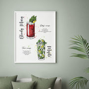 Personalised Favourite Cocktails Hand Drawing Art Print | Wall Art | Modern Art Print