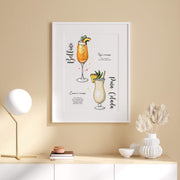 Personalised Favourite Cocktails Hand Drawing Art Print | Wall Art | Modern Art Print