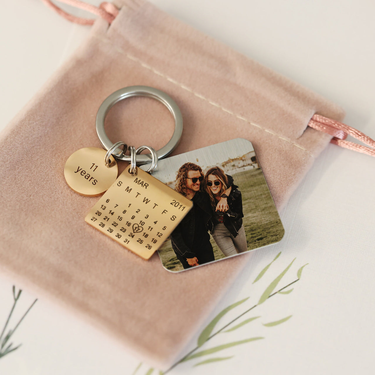 Engraved 'Anniversary Year' Calendar Special Date Keyring | Anniversary Gift | Valentine's Day Gift | Photo Gift