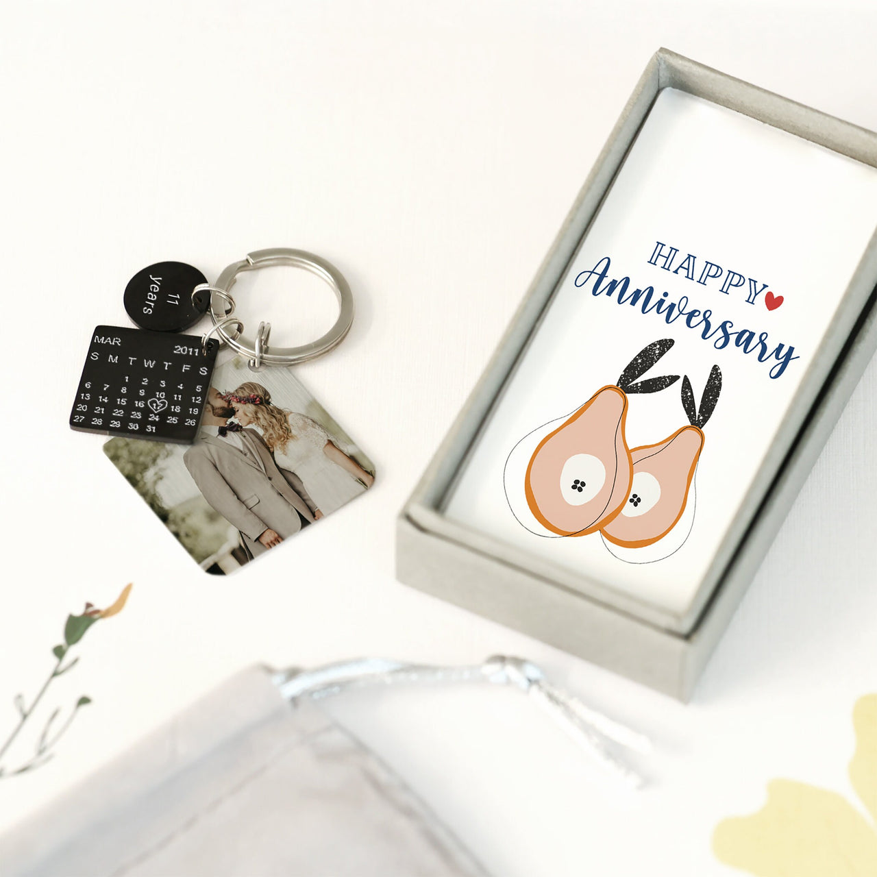 Engraved 'Anniversary Year' Calendar Special Date Keyring | Anniversary Gift | Valentine's Day Gift | Photo Gift