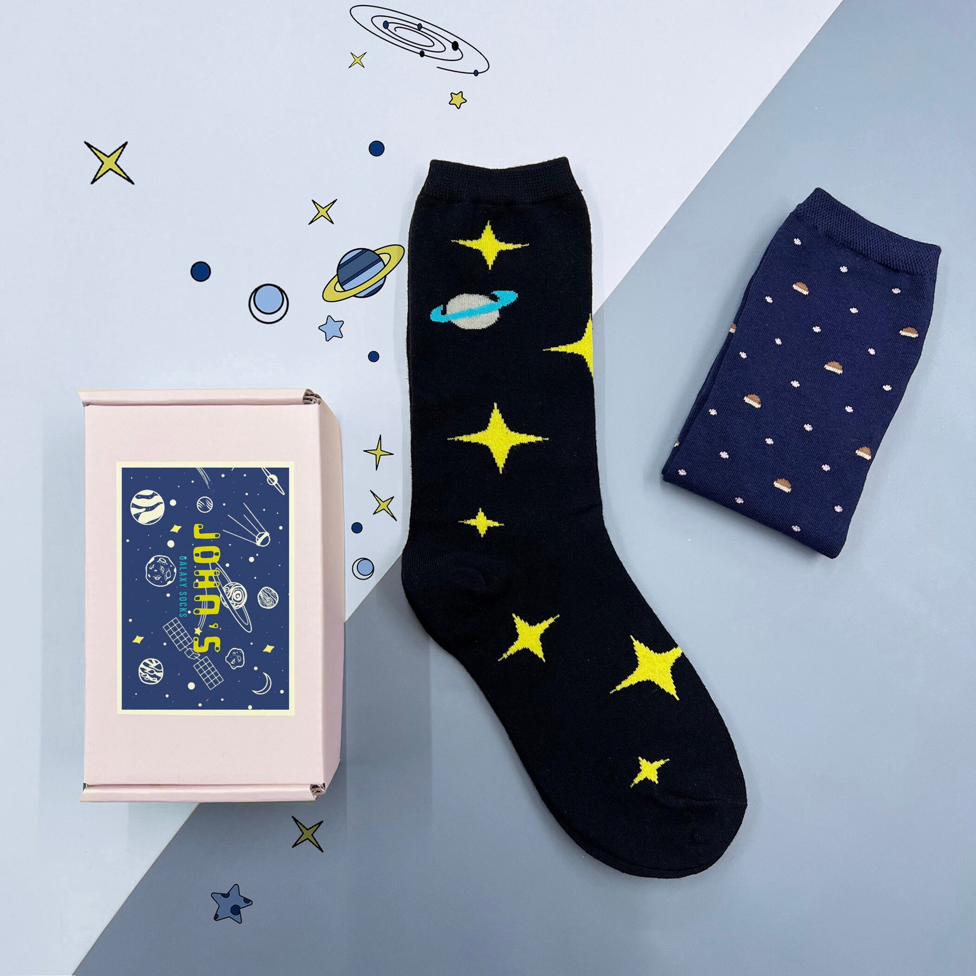 Personalised Space Captain Two Pairs Socks In A Box