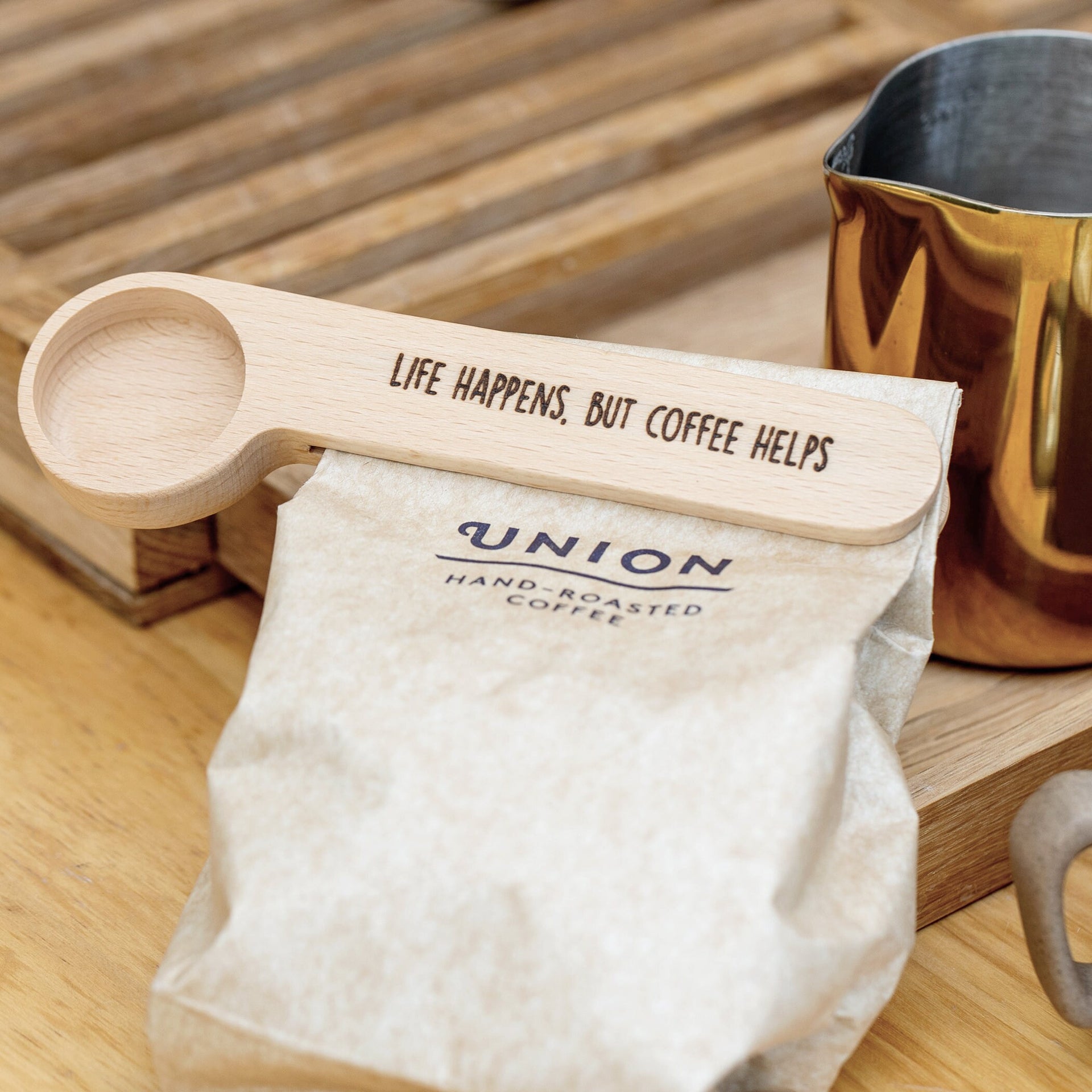 Engraved Coffee Wooden Scoop - A Perfect Coffee Lover's Gift | The Perfect Blend Coffee Scoop In a Gift Box | Cocoa Shaker | Coffee Mug