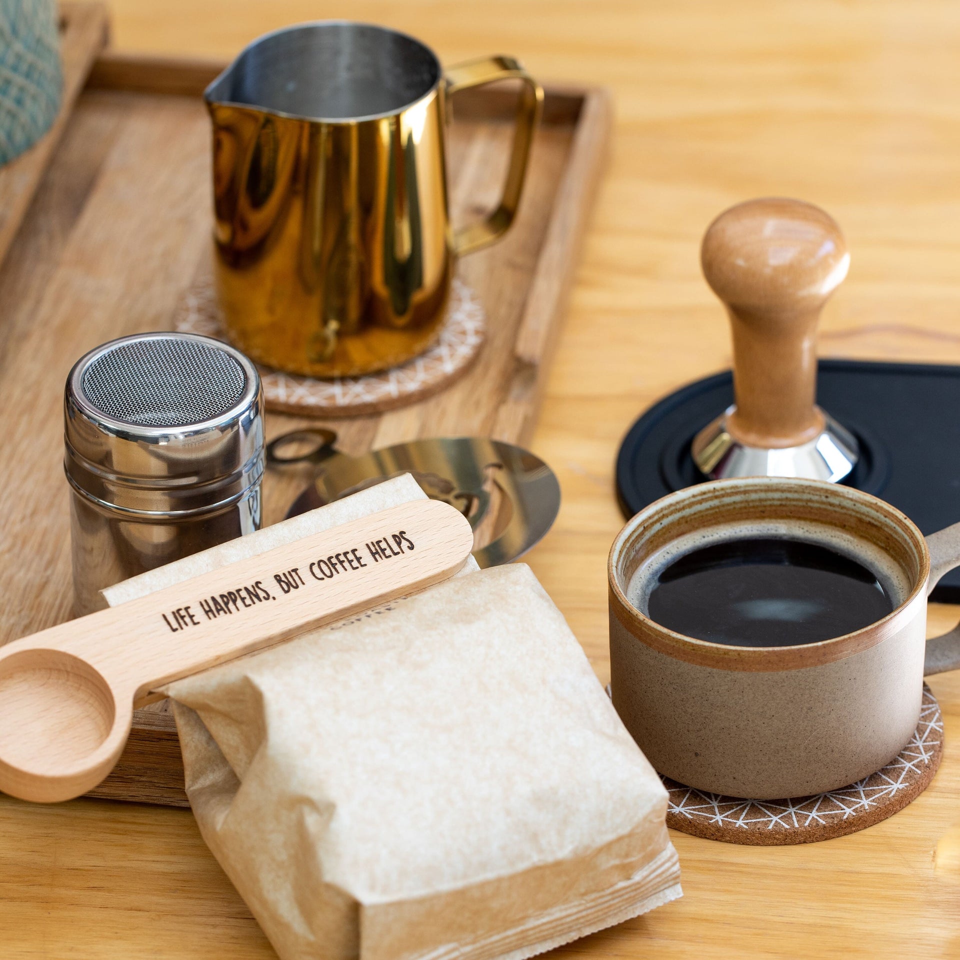 Engraved Coffee Wooden Scoop - A Perfect Coffee Lover's Gift | The Perfect Blend Coffee Scoop In a Gift Box | Cocoa Shaker | Coffee Mug