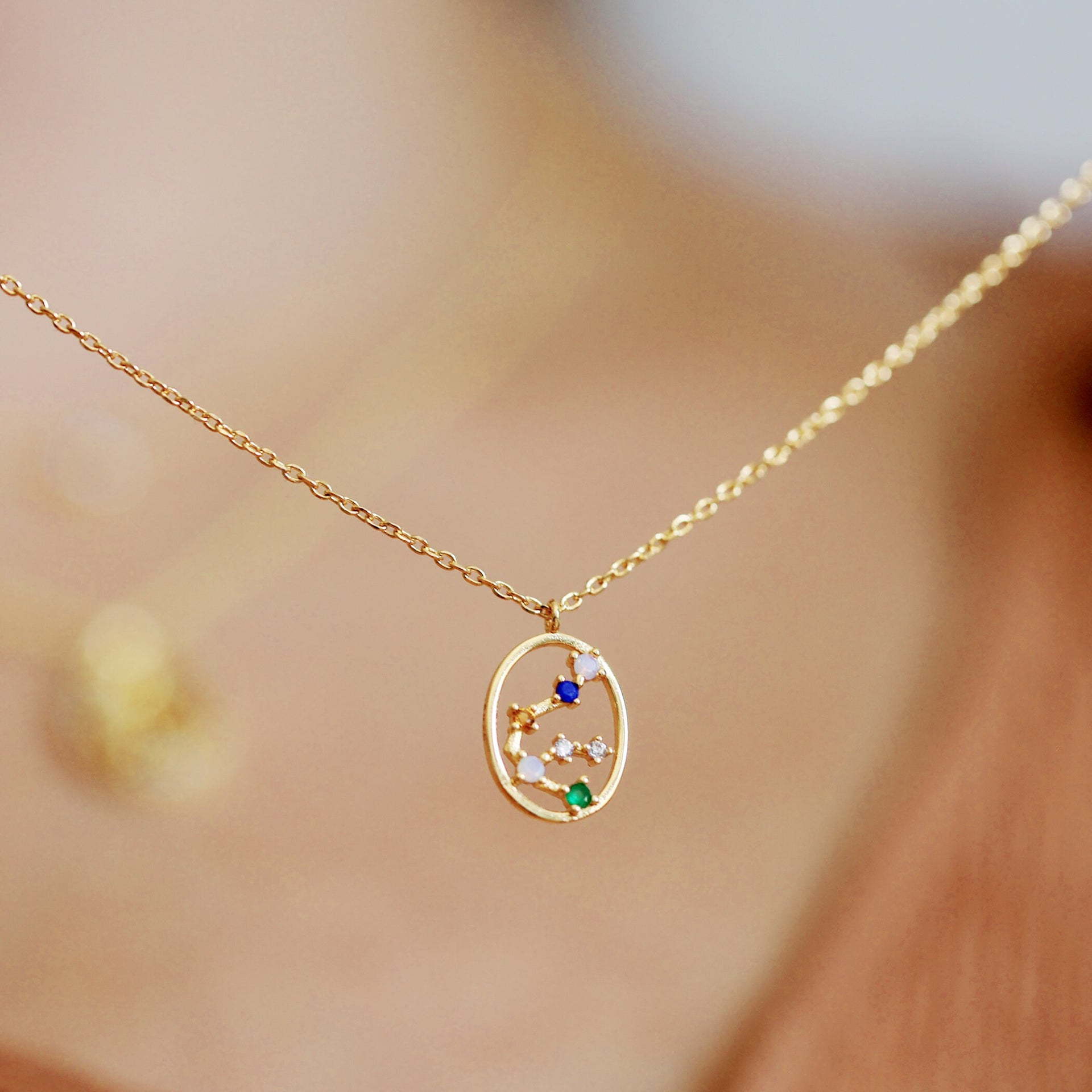 Constellation Star Sign Multi Gemstone Necklace | Horoscope Zodiac Gift | Aries Taurus Gemini Cancer Leo Virgo Libra Scorpio Sagittarius