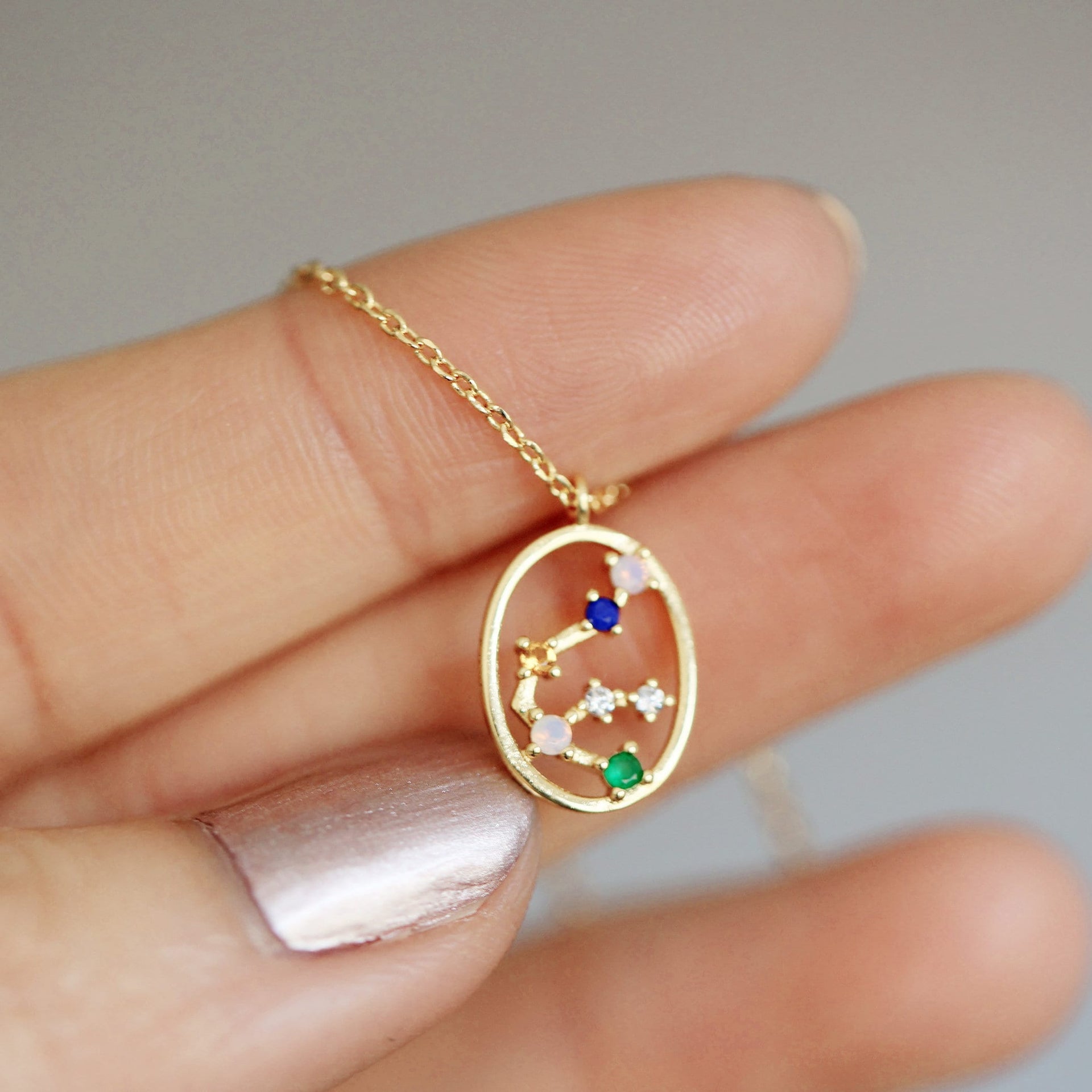 Constellation Star Sign Multi Gemstone Necklace | Horoscope Zodiac Gift | Aries Taurus Gemini Cancer Leo Virgo Libra Scorpio Sagittarius