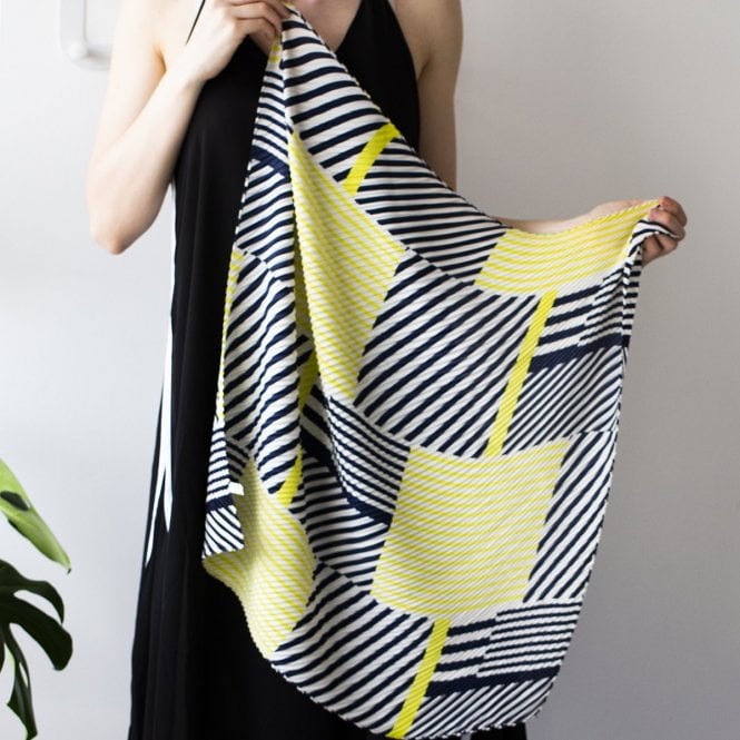 Blue & Yellow Contrasts Pleated Scarf