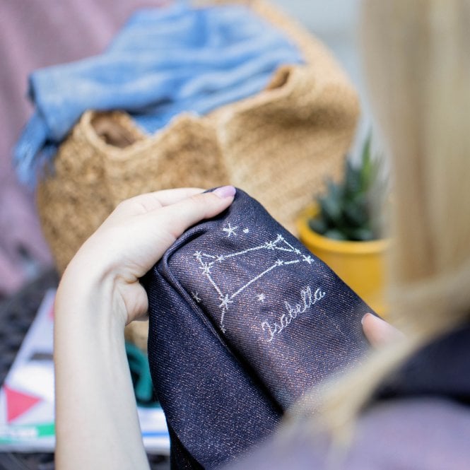 Ombre Metallic Constellations Embroidered Scarf